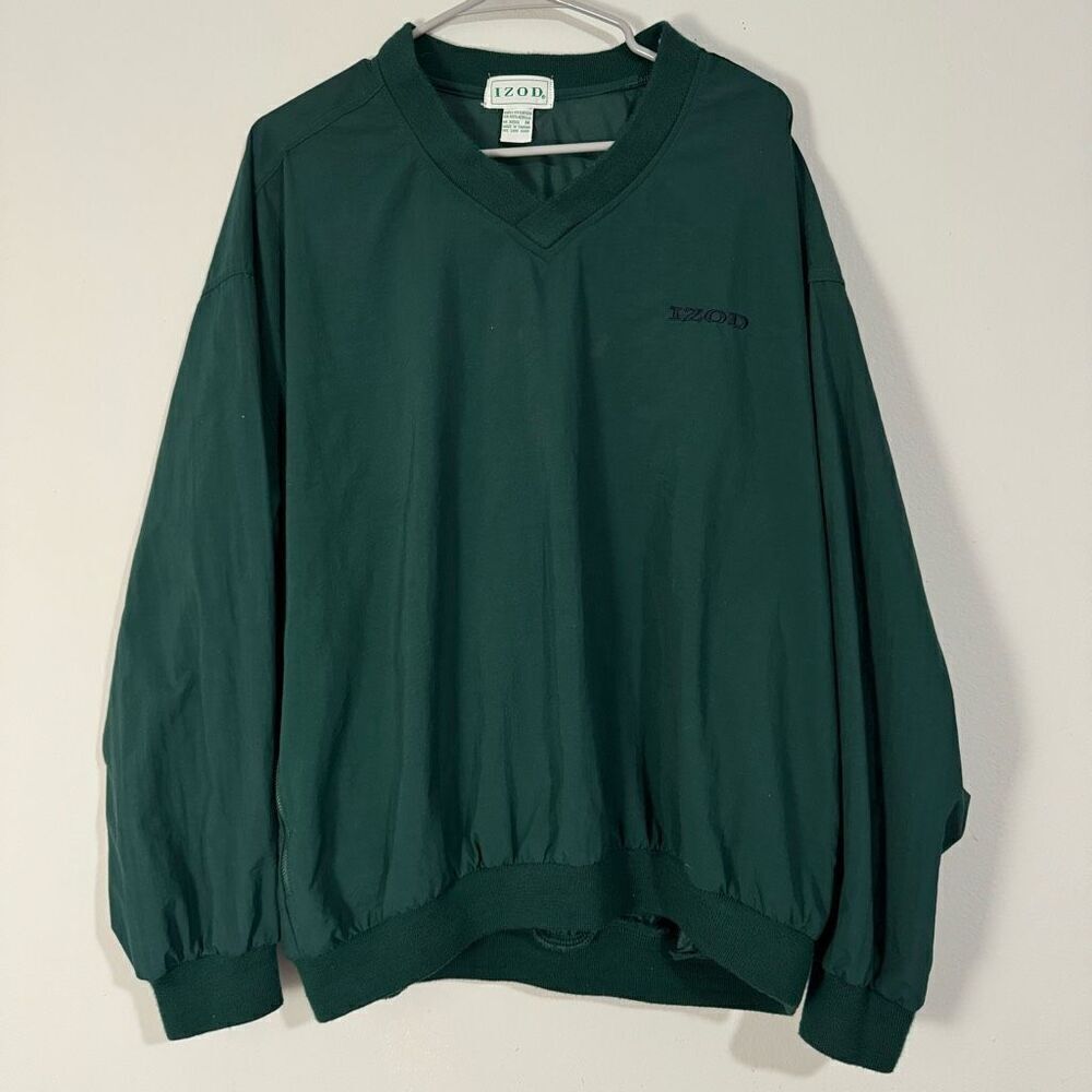 IZOD Men’s Vintage Nylon V-Neck Pullover Windbreaker Sweater M